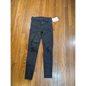 American‎ Eagle AEO Next Level Stretch Black Hi-Rise Skinny Jegging Distressed 4